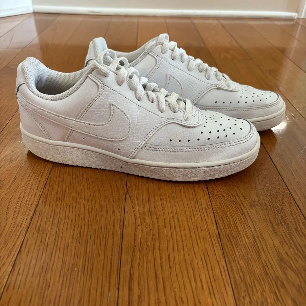 Nike Women's Court Vision Low White on White Athletic Sneakers